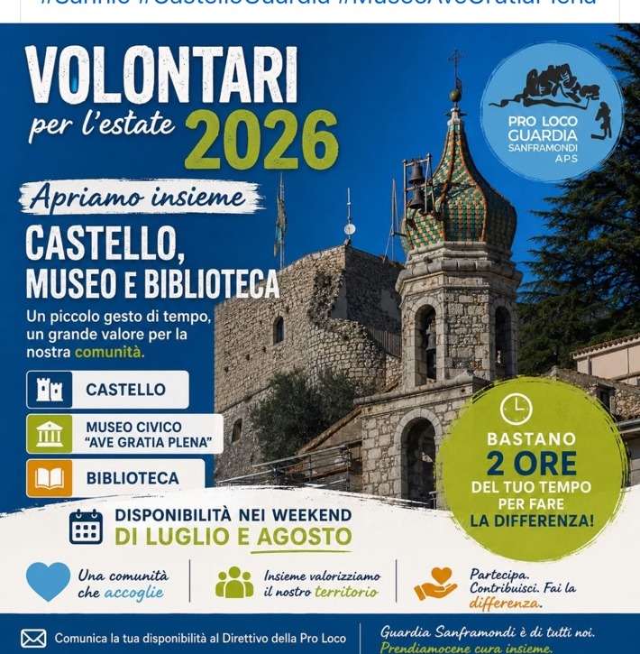 Pro Loco Guardia Sanframondi summer 2026 volunteer notice